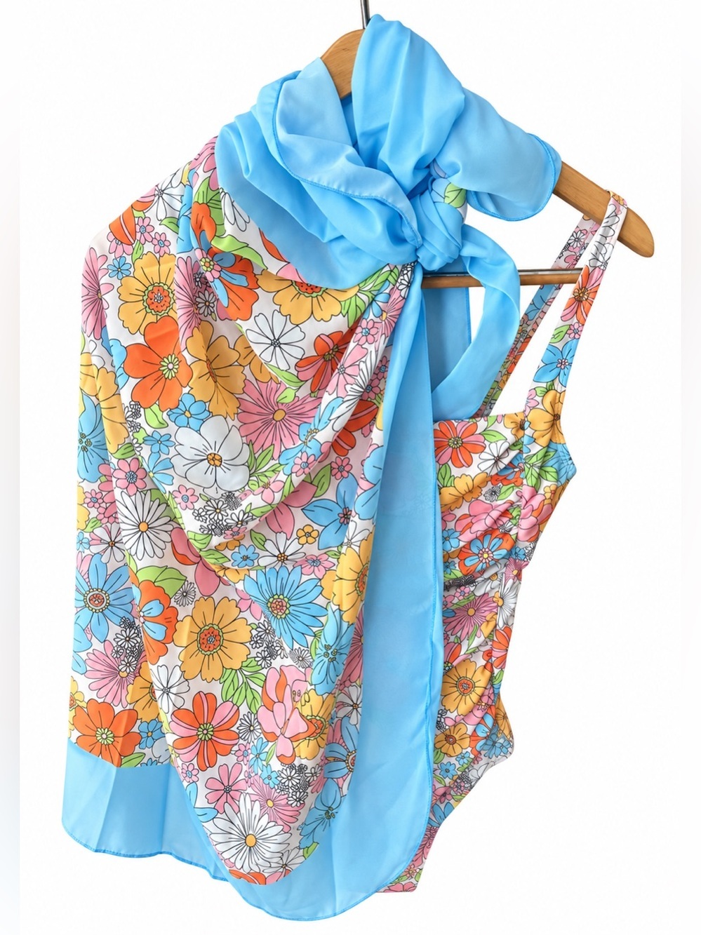 NWT-OBEEII Floral One Piece Swimsuit with Matching Wrap - Picture 2 of 7